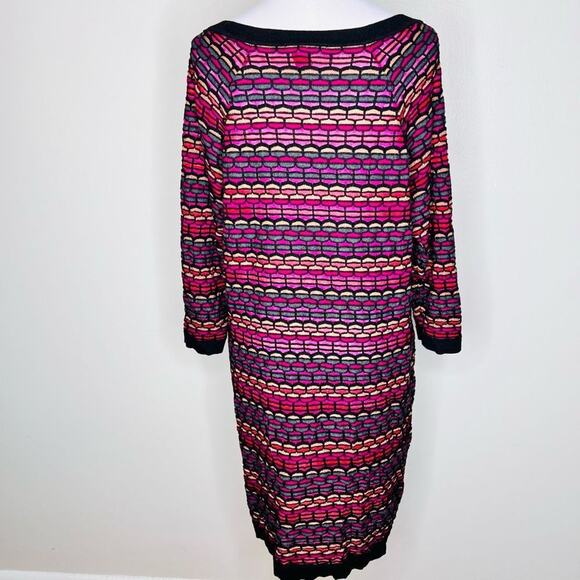 Lane Bryant Sweater Dress 18/20 Striped Square Neck Knit Knee Length Pink Black - Picture 3 of 8